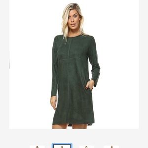 JOH Apparel Faux Suede Hunter Green Dress